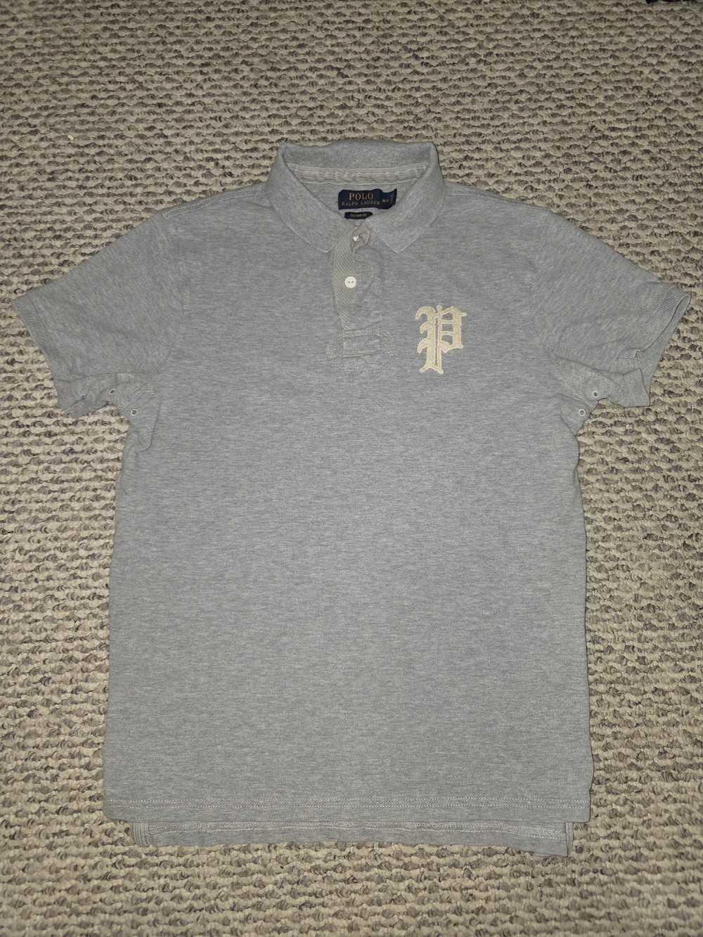 Polo by Ralph Lauren Gray Polo with Cream Script 'P'